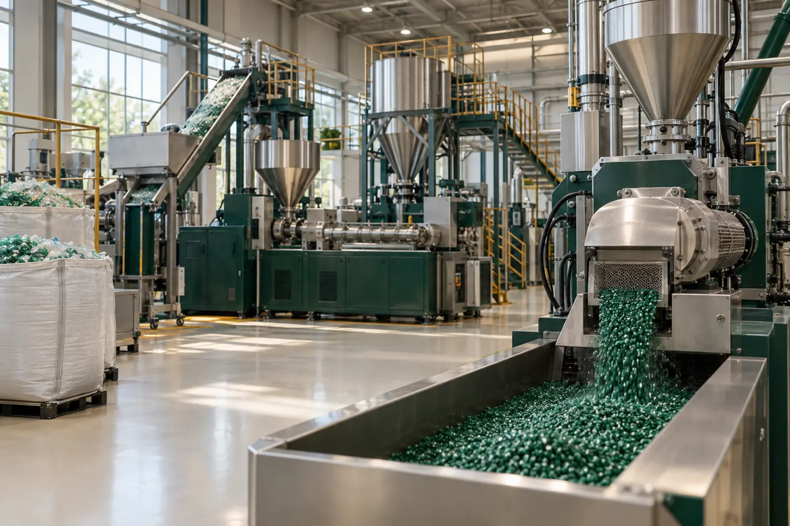 Modern recycled-plastics pelletising facility